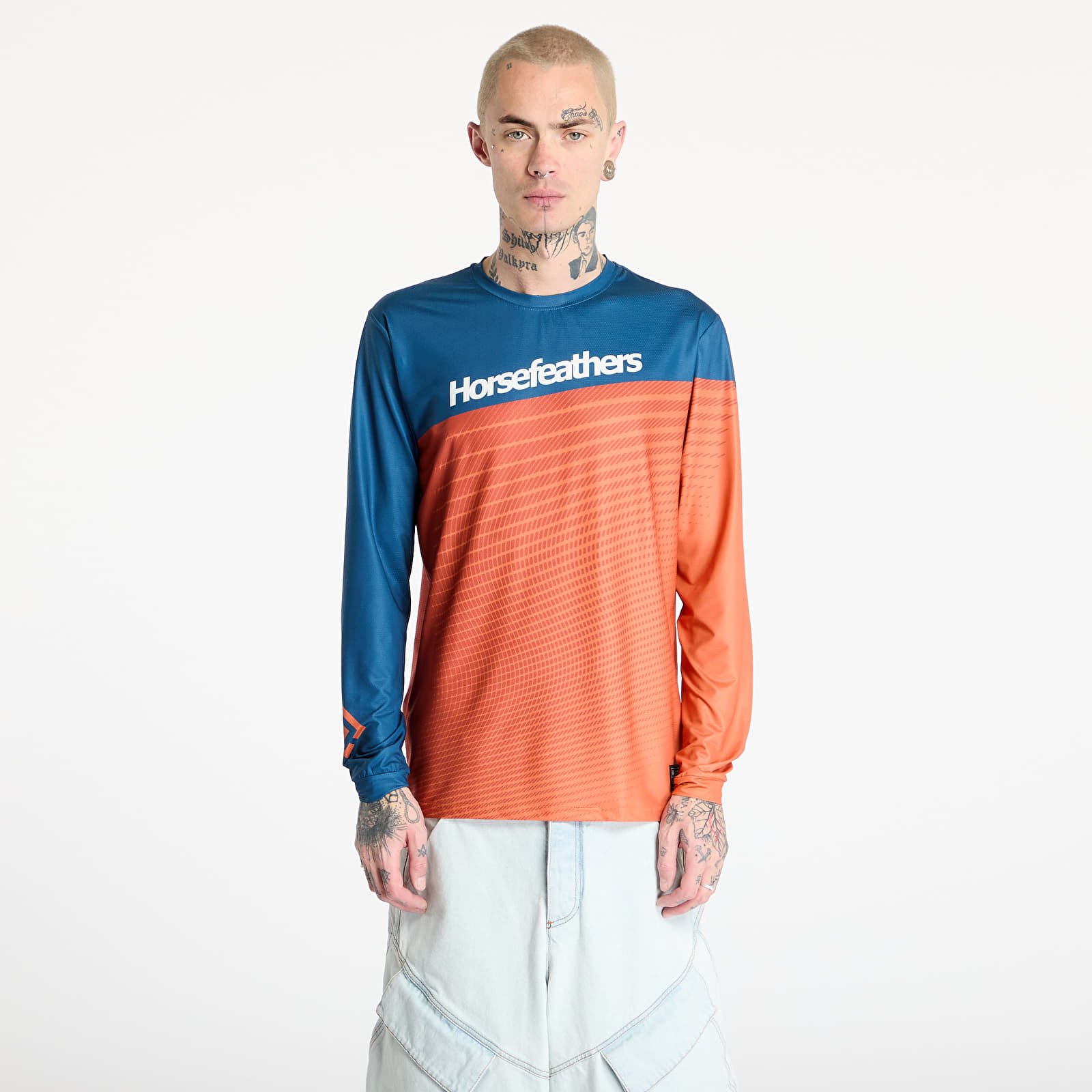 Trikots Horsefeathers Quantum Ls Bike Jersey Petrol/ Burnt Orange
