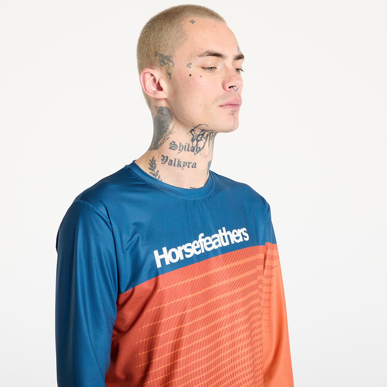 Trikots Horsefeathers Quantum Ls Bike Jersey Petrol/ Burnt Orange