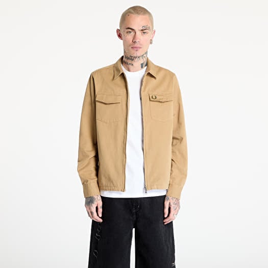 Košile FRED PERRY Twill Zip-Through Overshirt Warm Stone