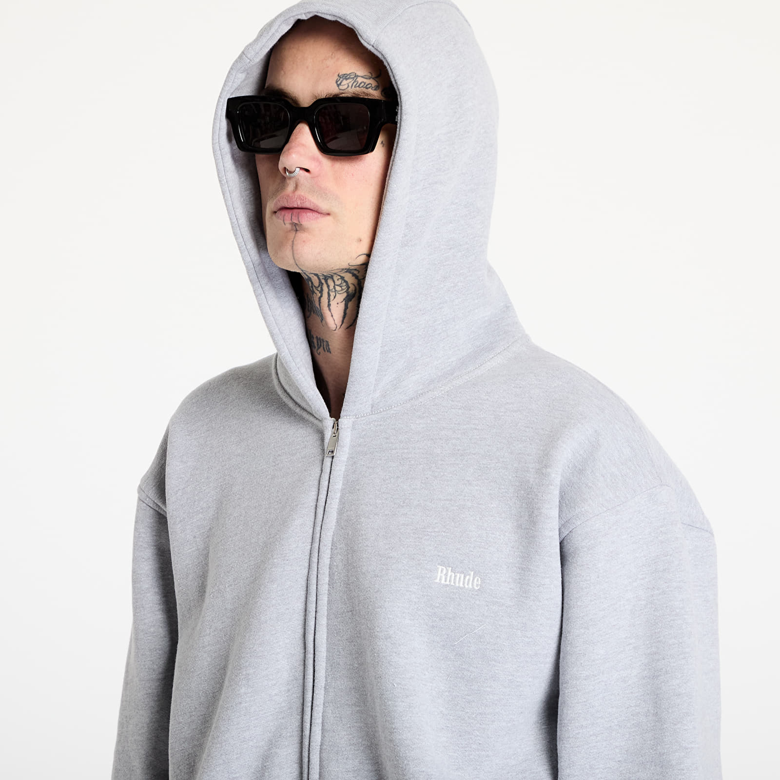 Mikiny Rhude Classique Full-Zip Hoodie Heather Gray
