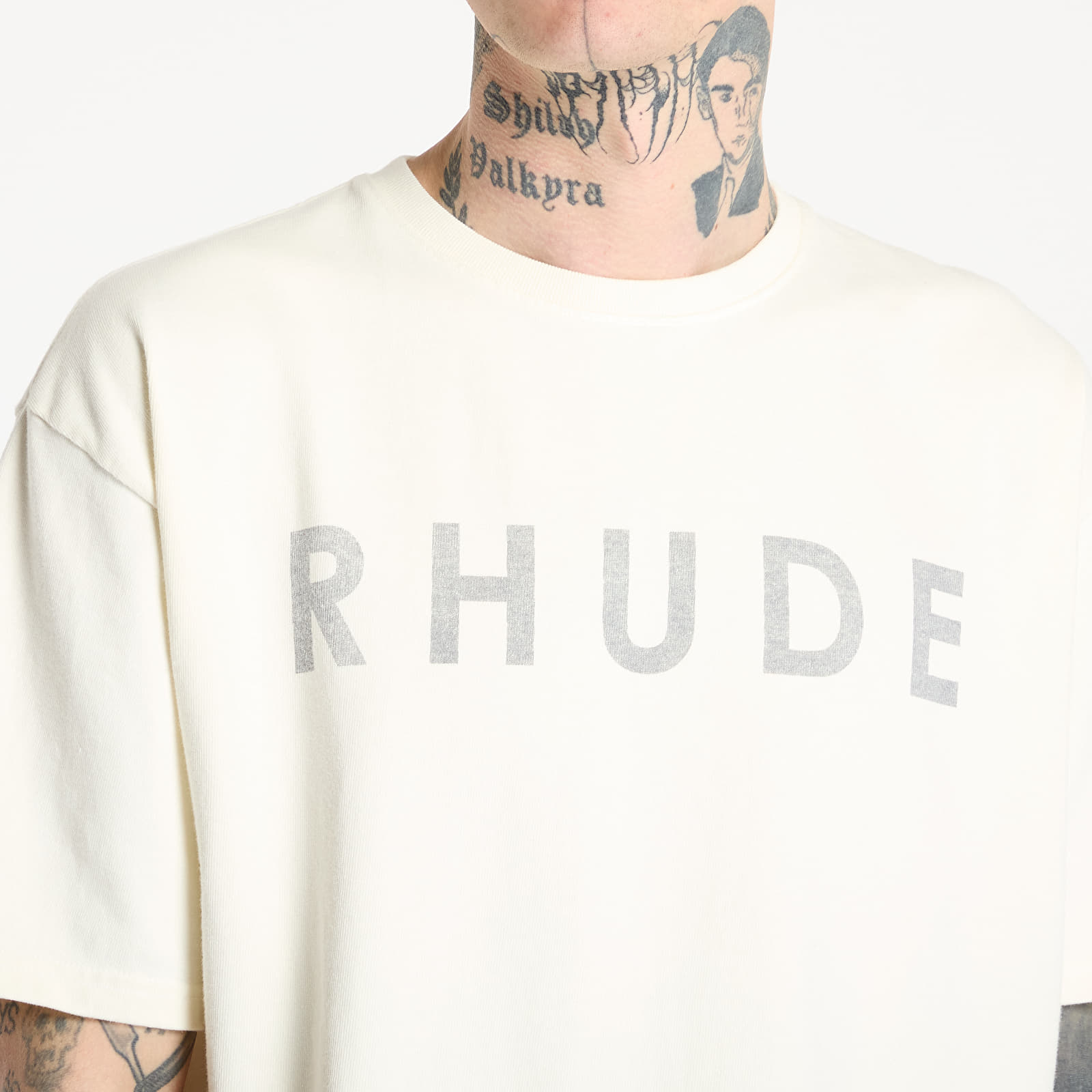 Männer T-Shirts Rhude Distressed Logo Tee Vintage White