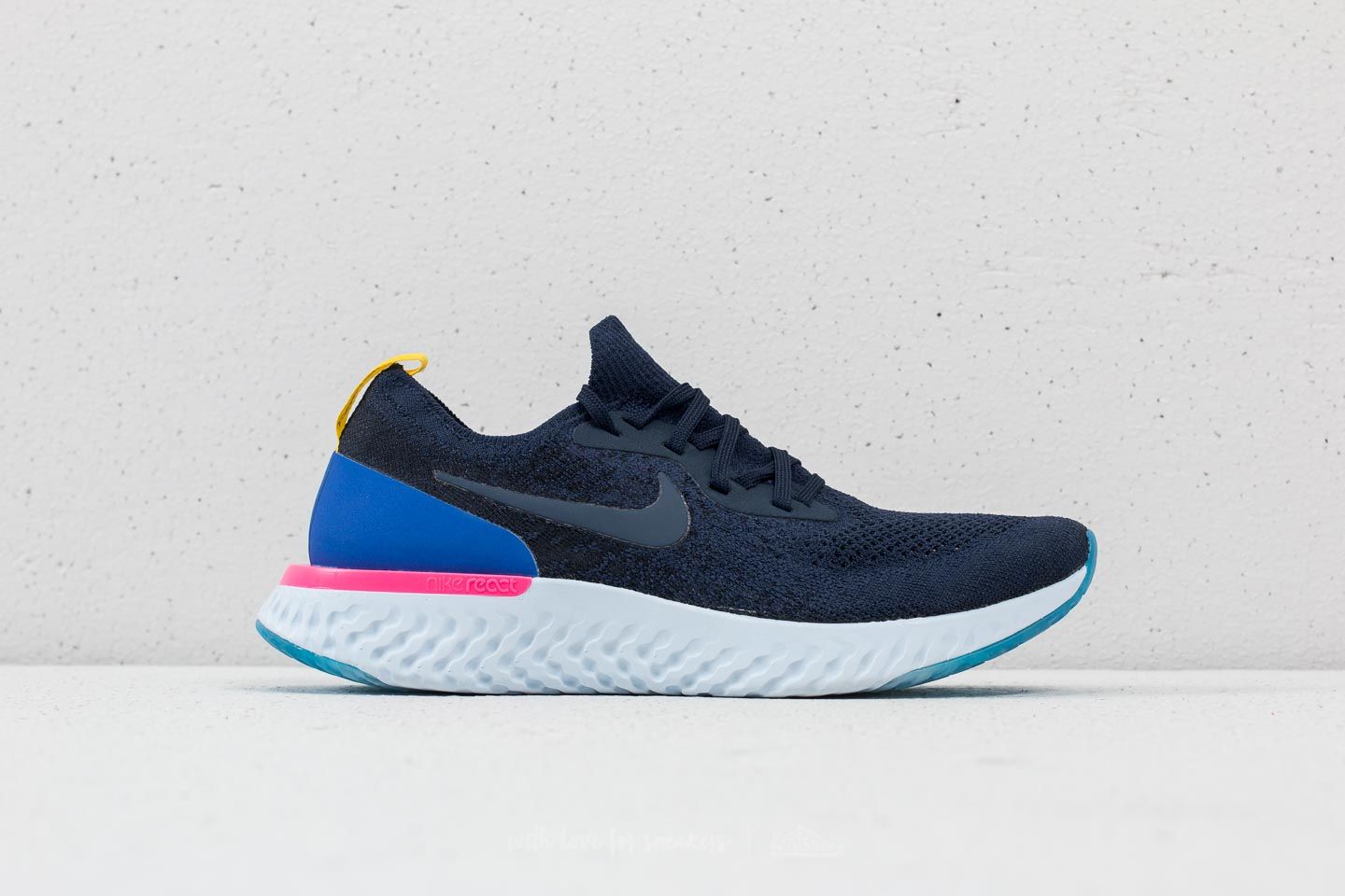 Nike epic react flyknit navy blue running shoes cheap