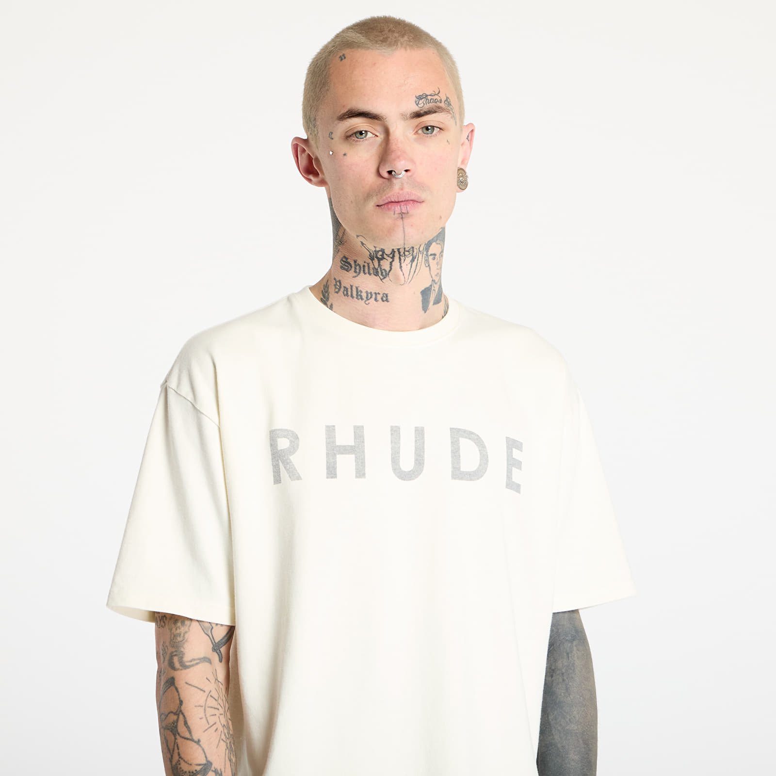 Männer T-Shirts Rhude Distressed Logo Tee Vintage White
