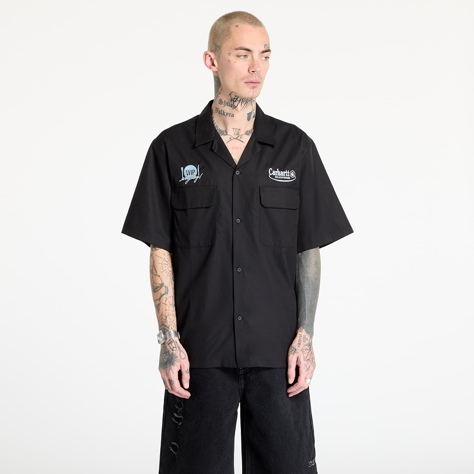 Риза Carhartt WIP Short Sleeve Deli Shirt UNISEX Black/ Bluebird S