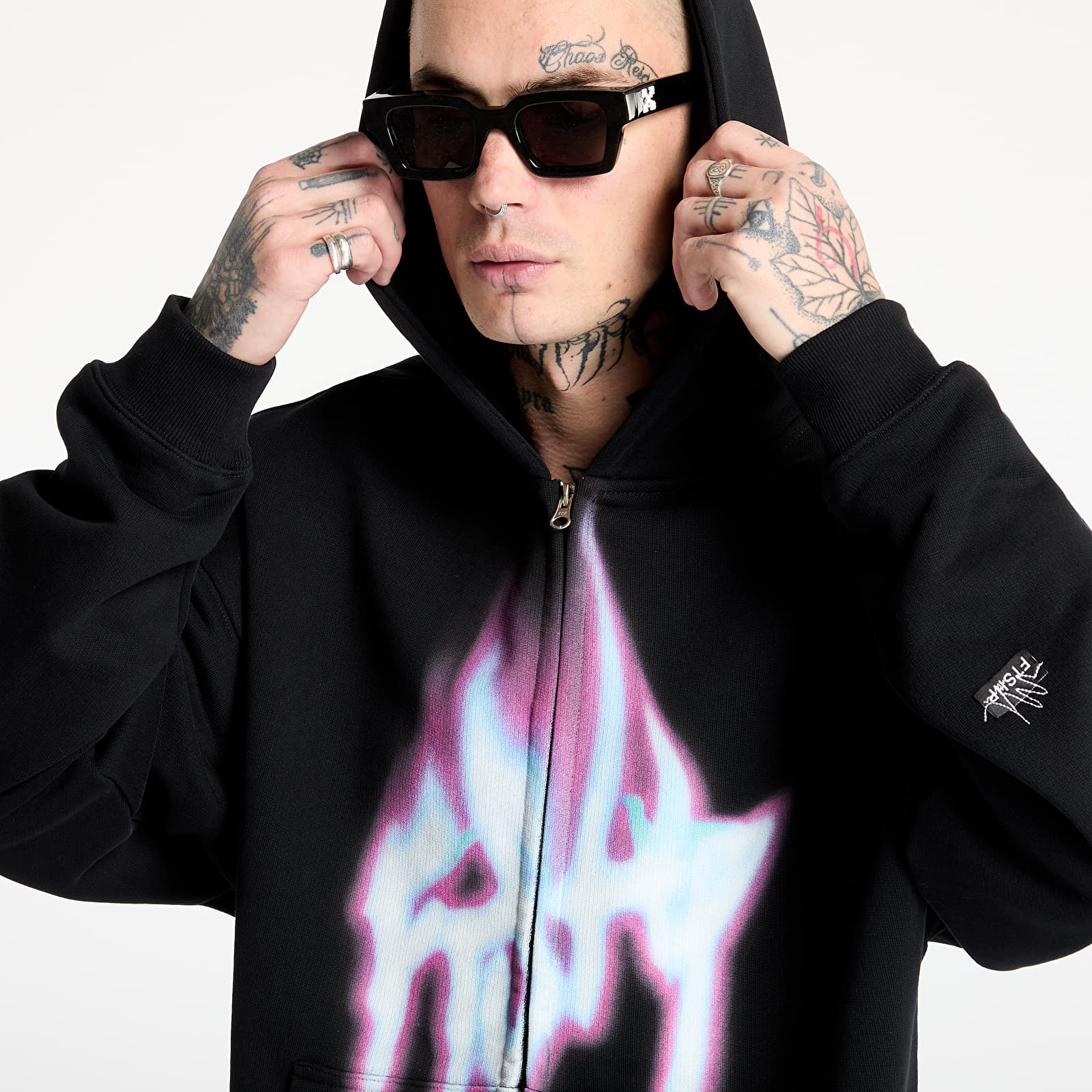 Hoodies and sweatshirts  FTSHP Walking Art Zip Hoodie UNISEX Fire Black Ash
