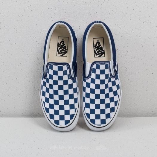 Navy checkerboard slip on vans cheap