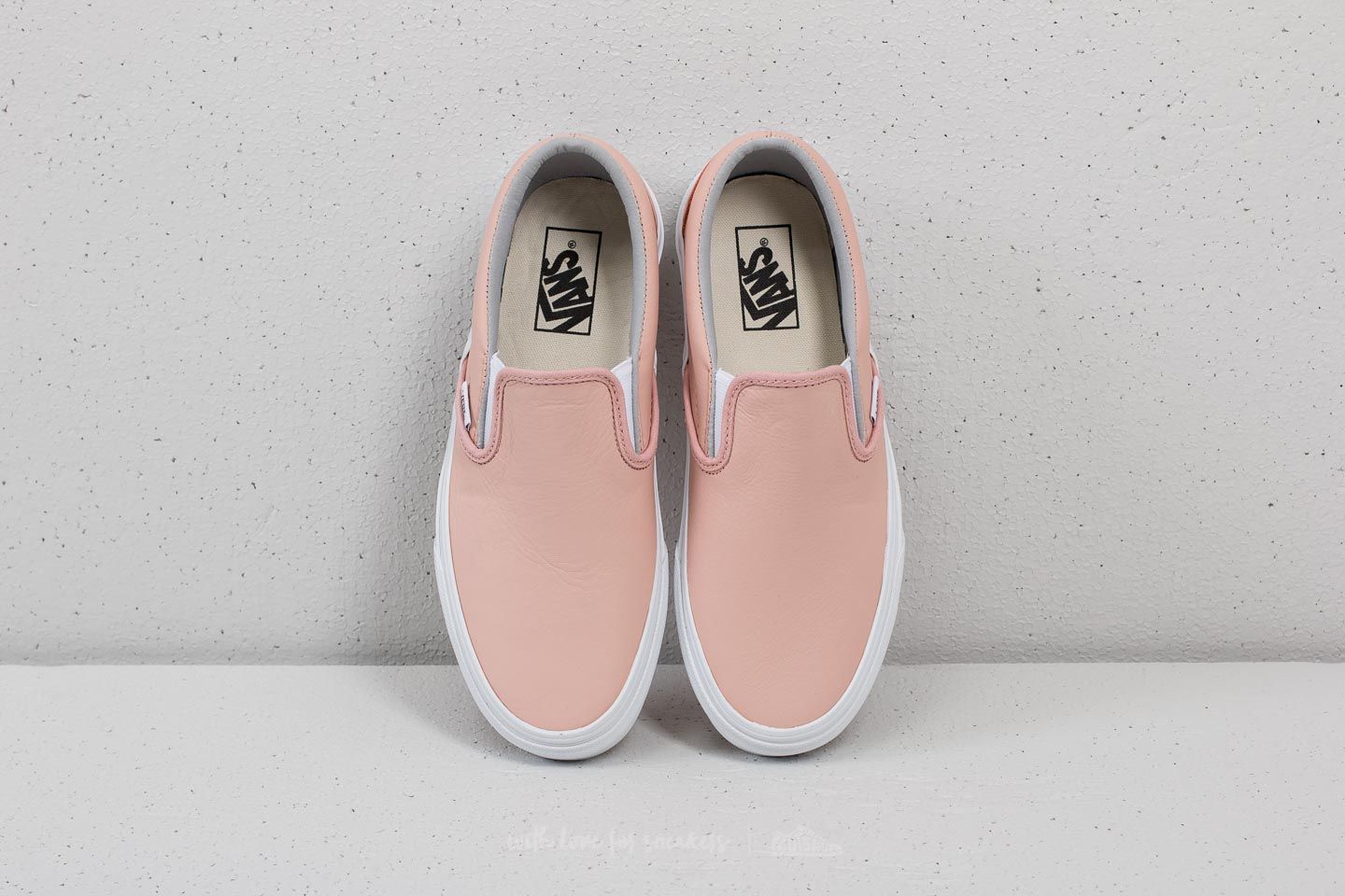 Pink leather shop slip on vans