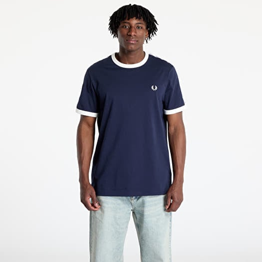 Marškinėliai FRED PERRY Taped Ringer T-Shirt Carbon Blue