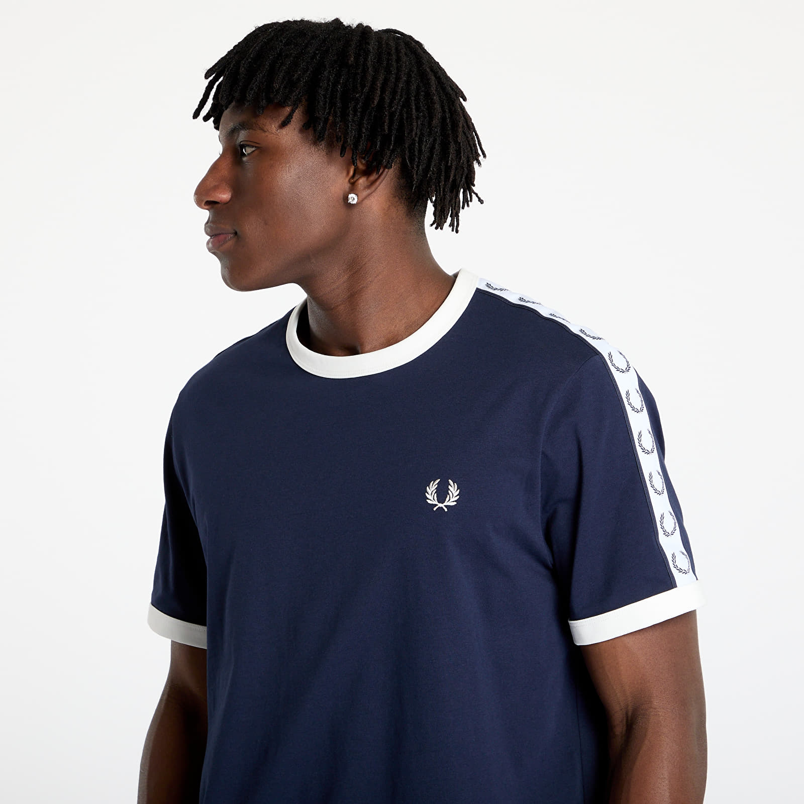 Vyriški marškinėliai FRED PERRY Taped Ringer T-Shirt Carbon Blue