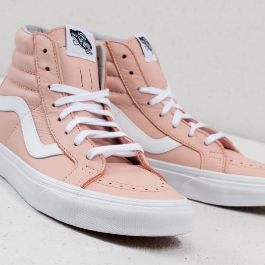Pink leather shop high top vans