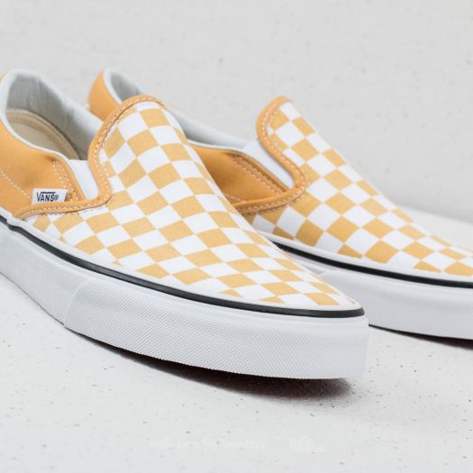 Ochre and white checkered vans on sale