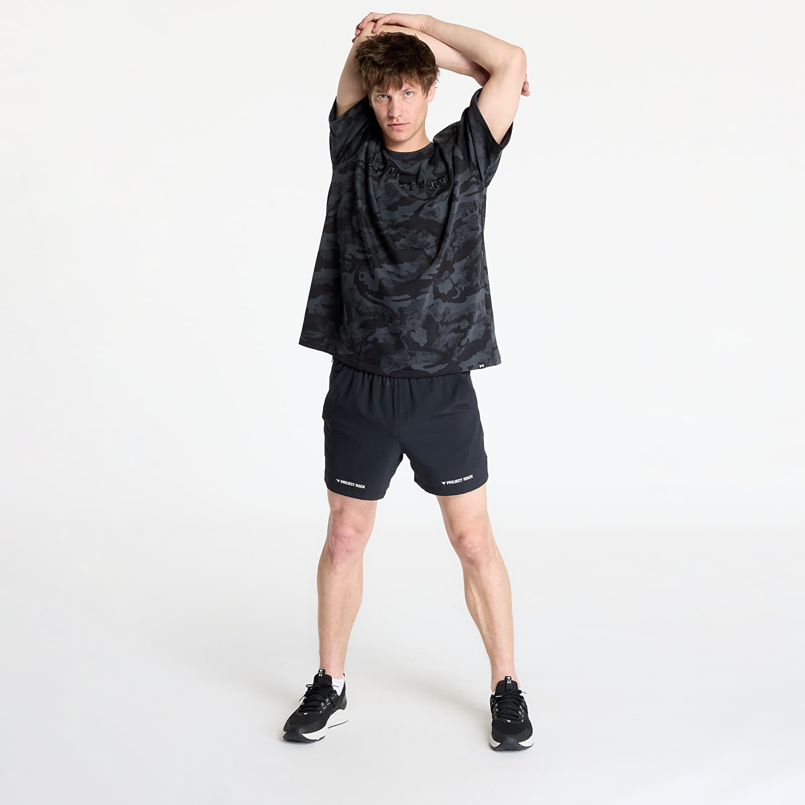 Tricouri bărbați Under Armour Project Rock All Over Print T-shirt Black
