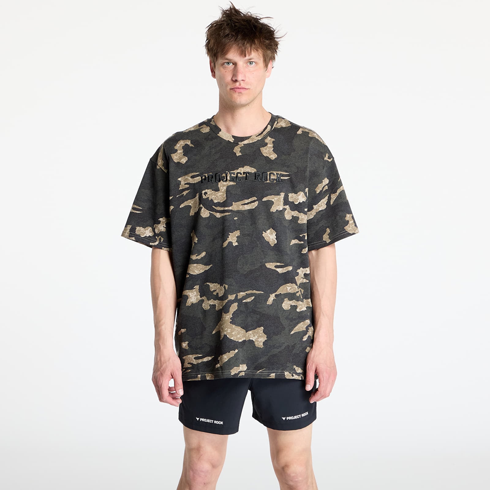 Tricou Under Armour Project Rock All Over Print T-shirt Grey/ Green L