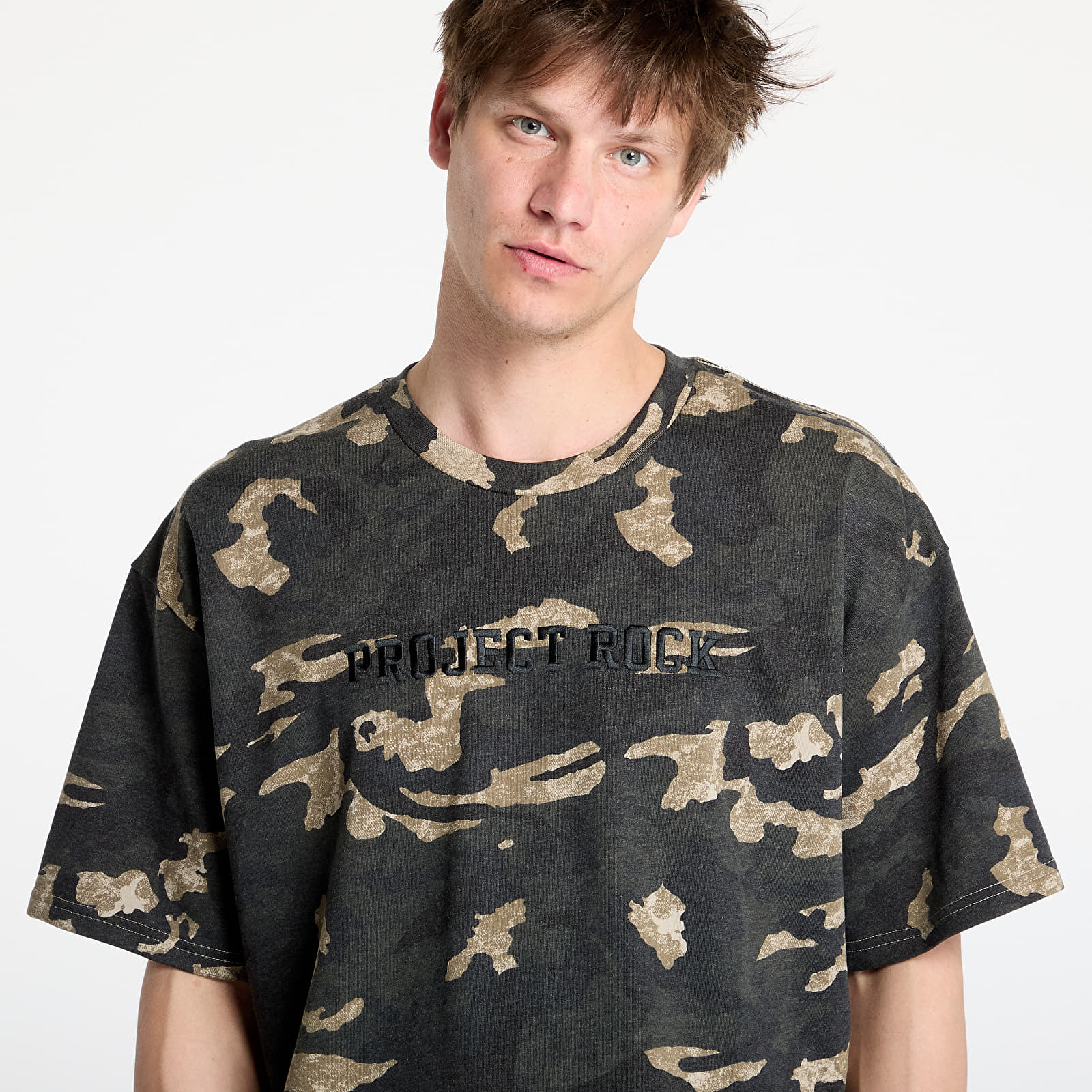 T-shirts til mænd Under Armour Project Rock All Over Print T-shirt Grey/ Green