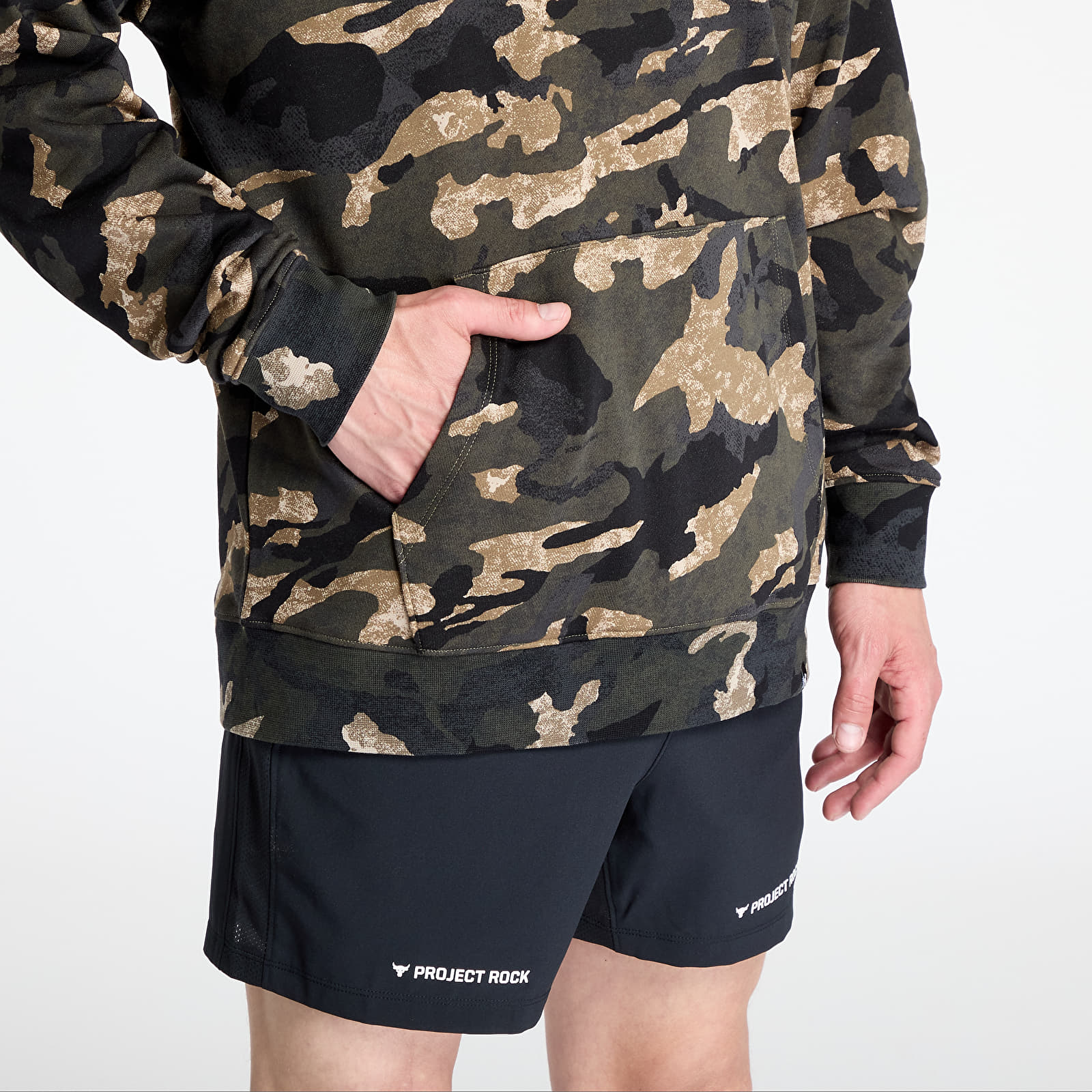 Men's hoodies Under Armour Project Rock AOP Terry Hoodie Grey/ Green