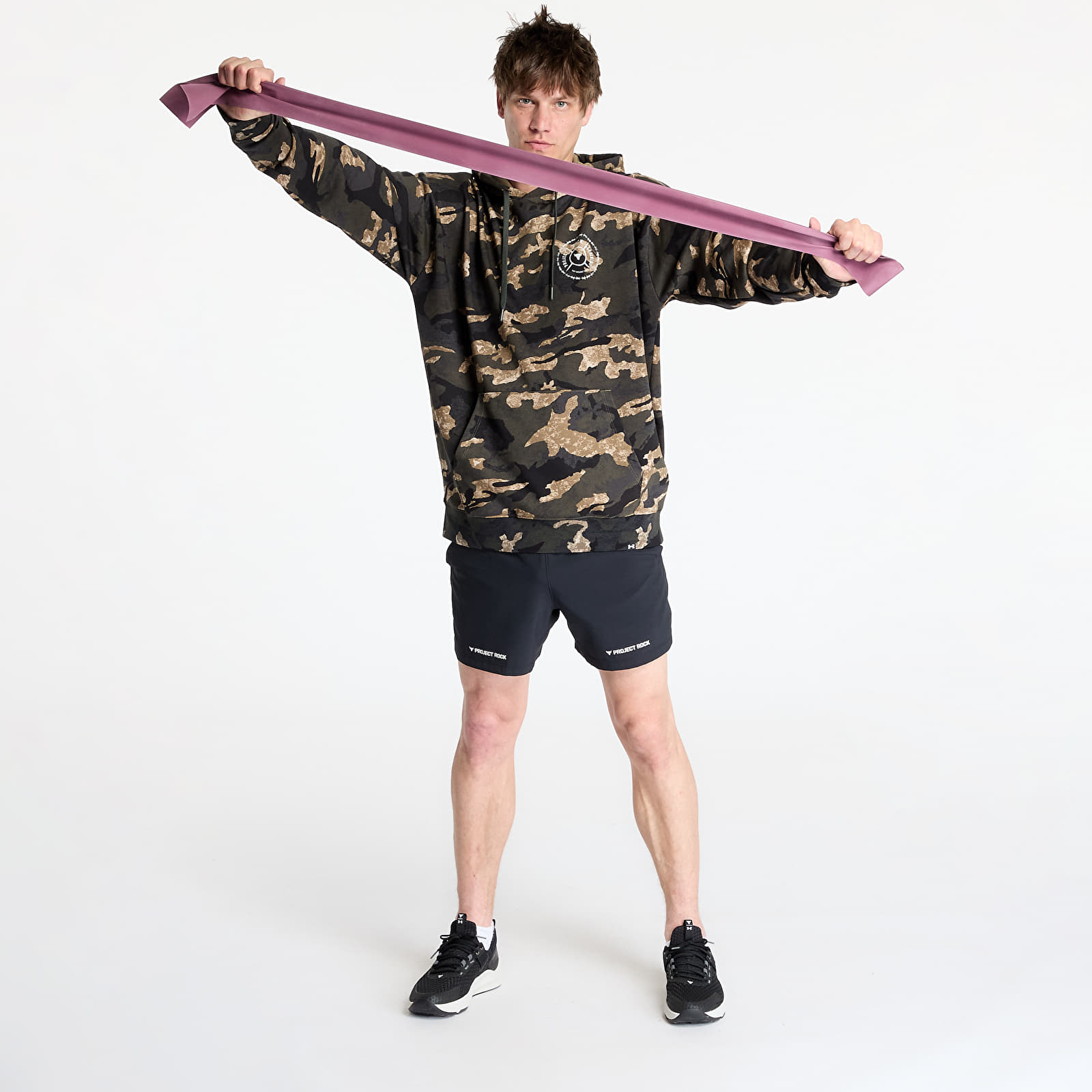 Men's hoodies Under Armour Project Rock AOP Terry Hoodie Grey/ Green
