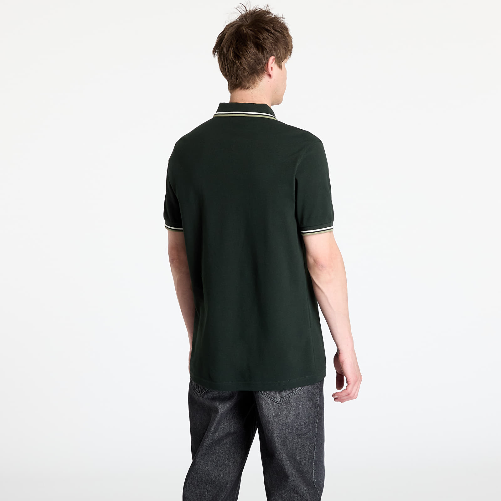 Polo tričká FRED PERRY Twin Tipped Shirt Night Green/ Light Ecru/ Olive Mint