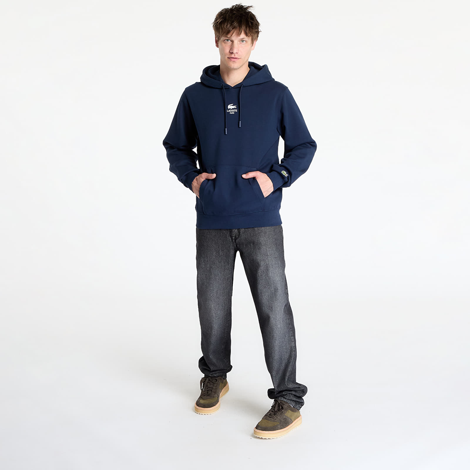 Hoodies für Männer LACOSTE Non Brushed Fleece Navy Blue