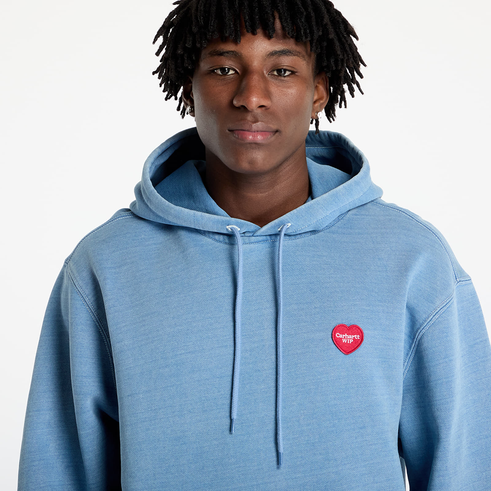 Dukserice Carhartt WIP Hooded Ingo Sweat UNISEX Light Blue Garment Dyed