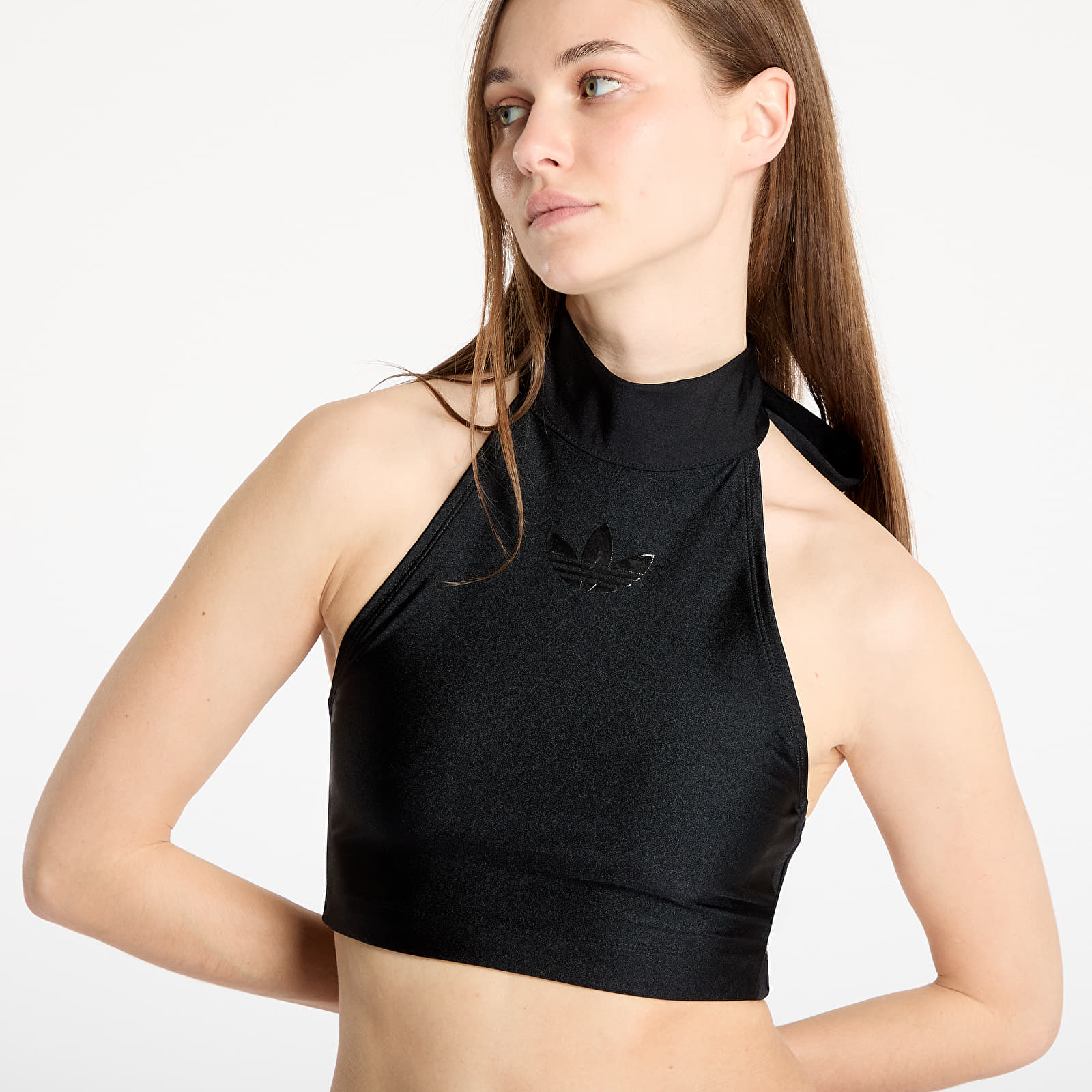 Tanktoppe adidas Tie Neck Crop Top Black/ Black