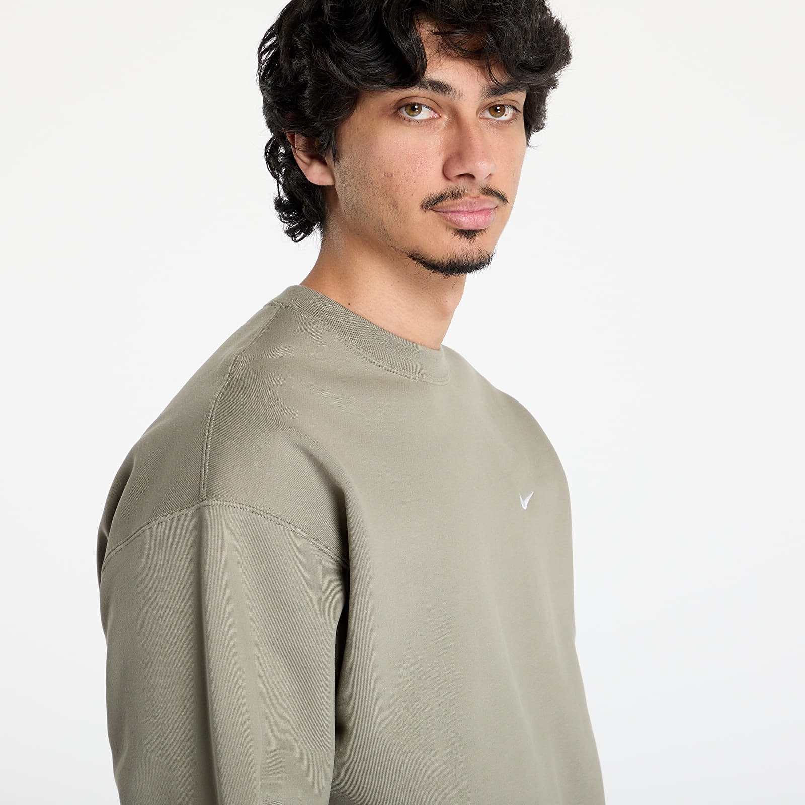 Mikiny Nike Solo Swoosh Men's Fleece Crew Light Army/ White