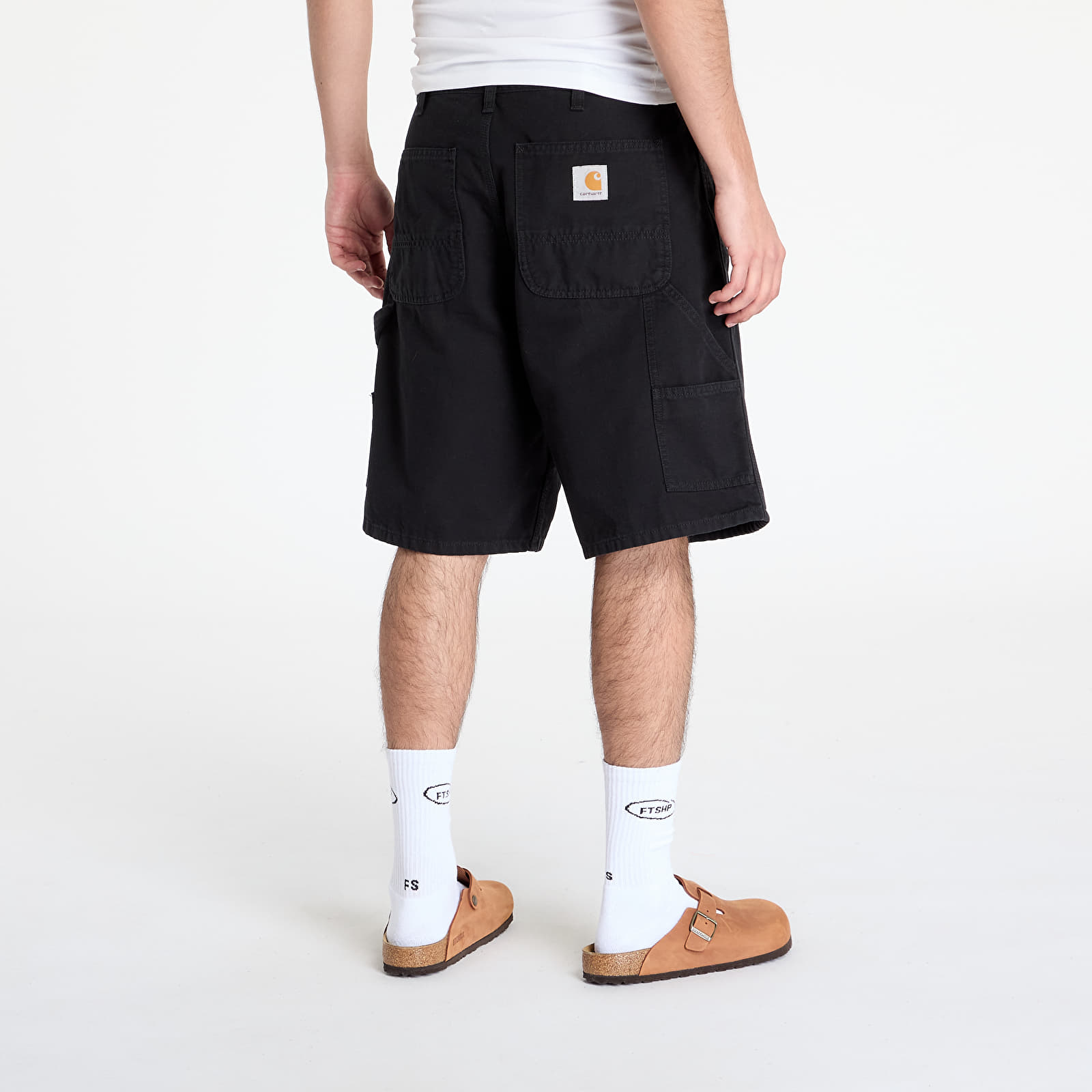 Kurzhosen Carhartt WIP Double Knee Short Black Stone Washed