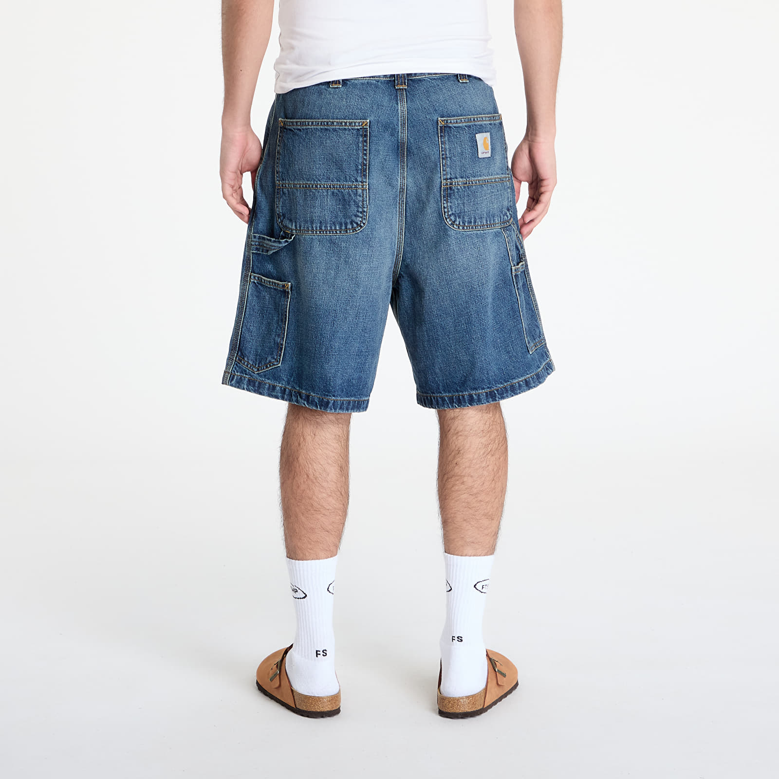 Calções Carhartt WIP OG Single Knee Short Blue Dark Used Wash