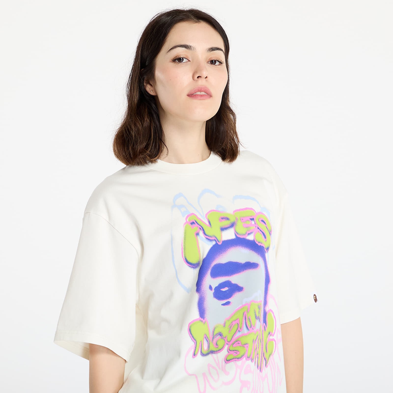 T-shirts A BATHING APE Heavy Washed Logo Relaxed Fit Tee UNISEX Ivory