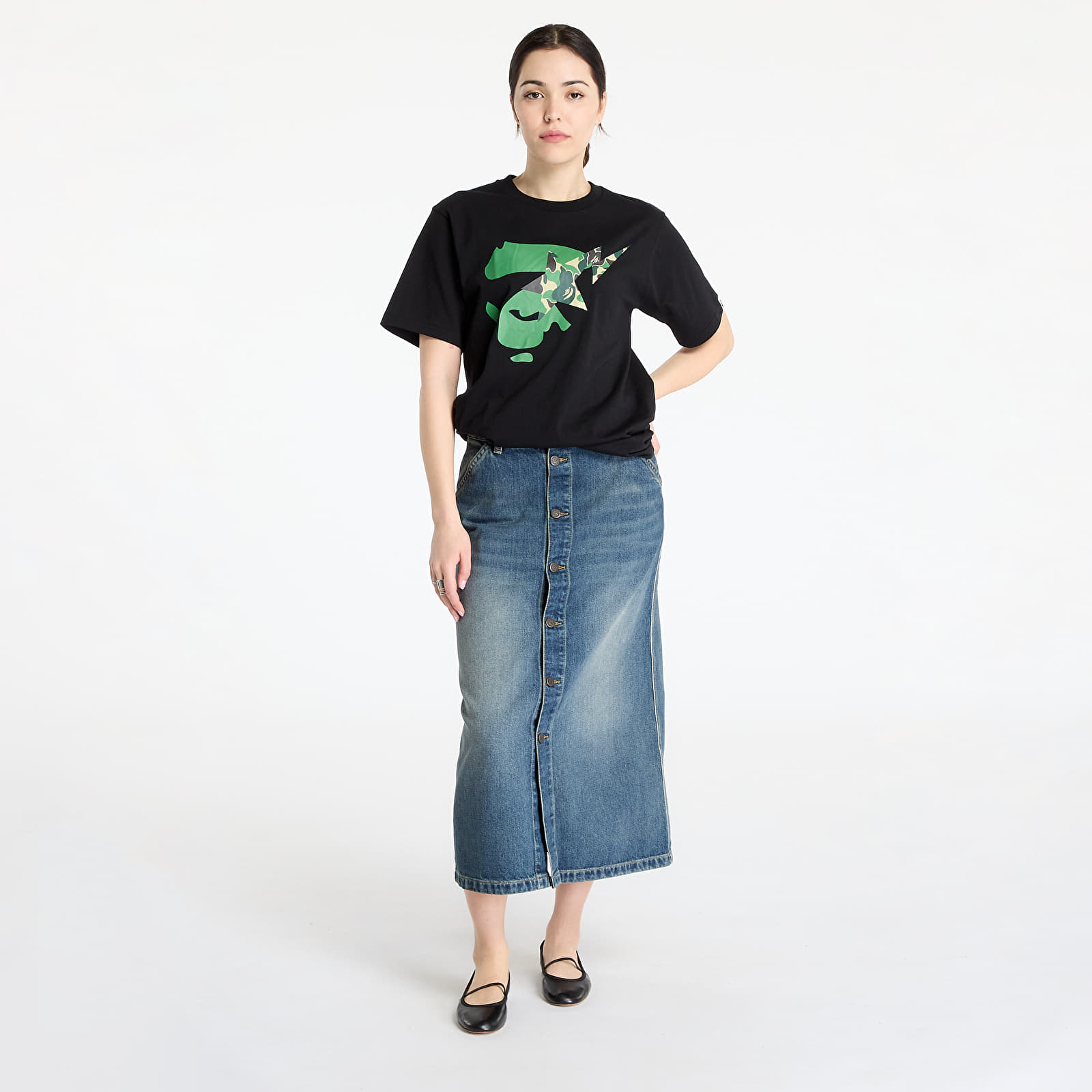 Tricouri  A BATHING APE Abc Camo Ape Face Star Tee UNISEX Black
