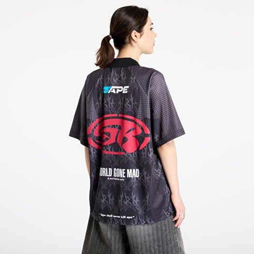 T-shirts A BATHING APE Flame Pattern Overall Print Half Zip