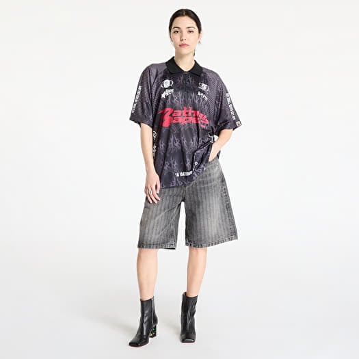 ◆BAPE◆ Flame Pattern Overall Print Half Zip Relaxed Fit Po BAPE Flame Pattern Overall Print Half Zip Relax Fit Polo
