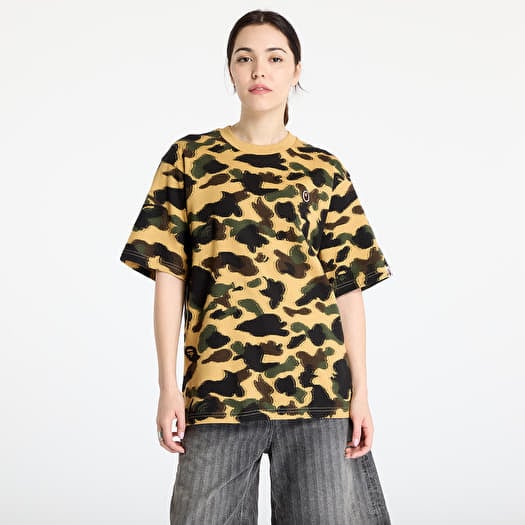 Camiseta A BATHING APE 1St Camo Jacquard Ape Head Relaxed Fit Tee UNISEX Yellow