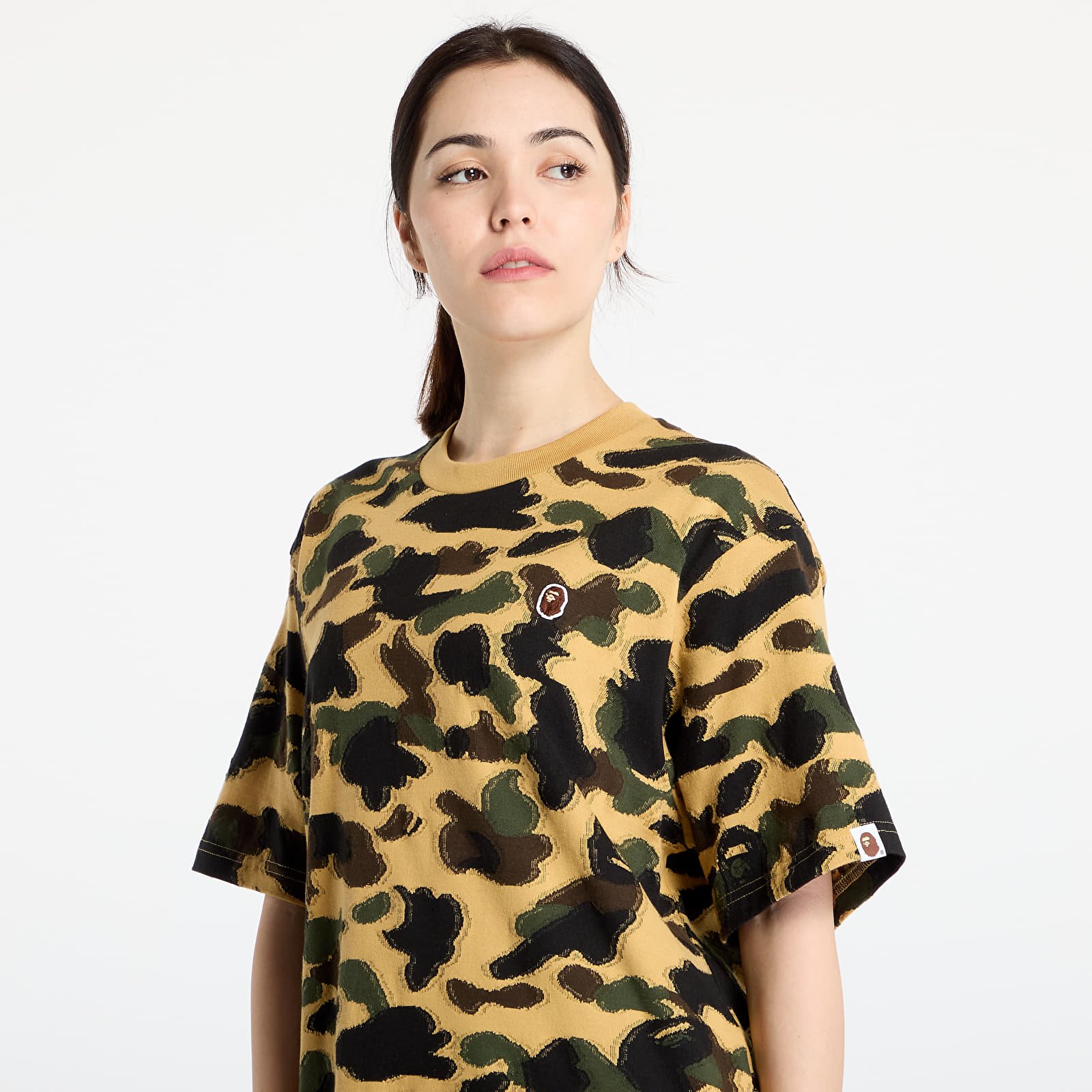 T-shirts A BATHING APE 1St Camo Jacquard Ape Head Relaxed Fit Tee UNISEX Yellow