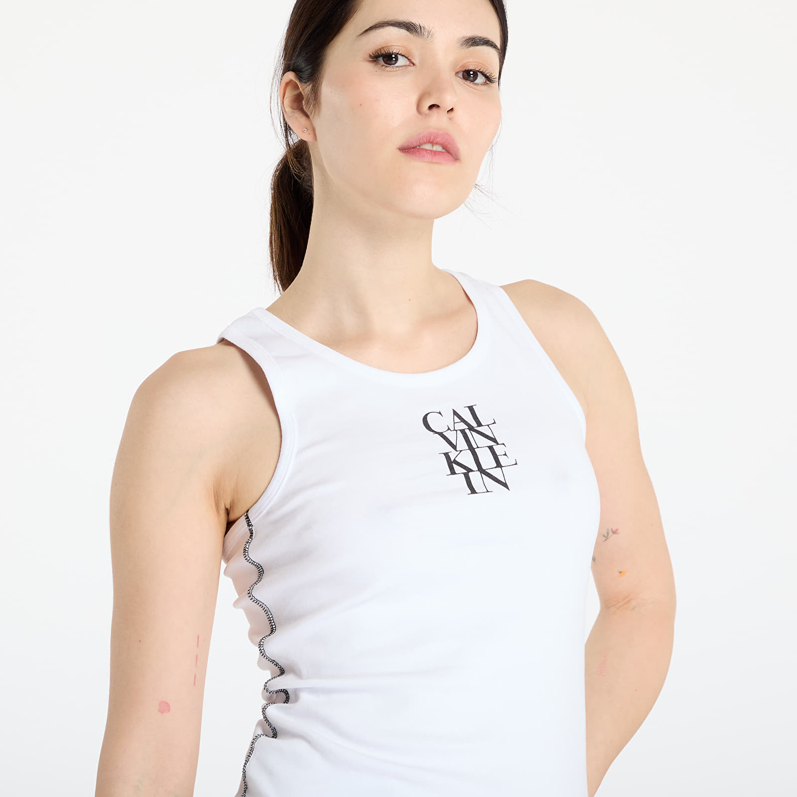 Vests Calvin Klein Jeans Sl Cotton Rib Solid Tank Top White