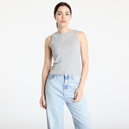 Tank Top Calvin Klein Jeans A - Woven Label 2X2 Tank Top Gray