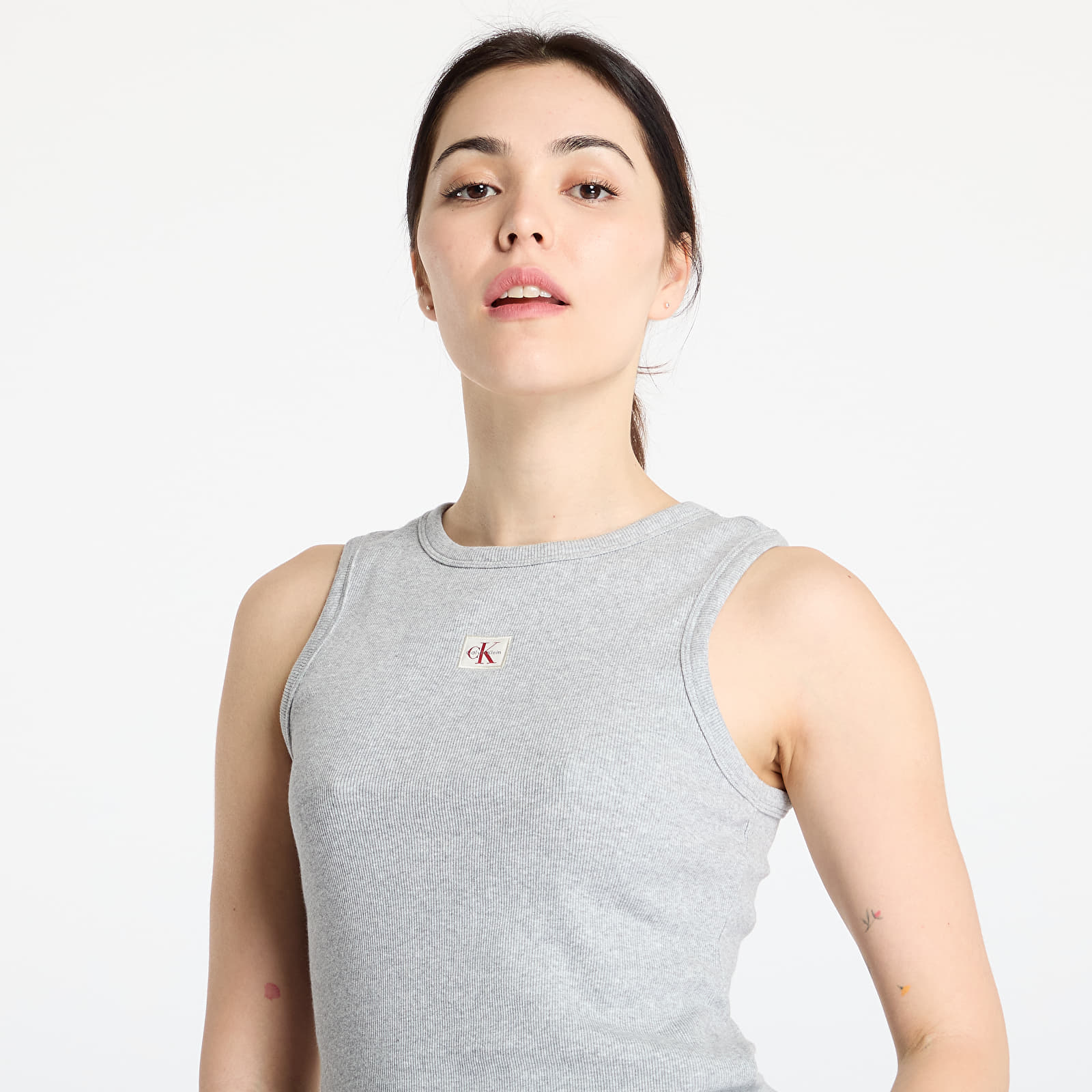 Vests Calvin Klein Jeans A - Woven Label 2X2 Tank Top Gray