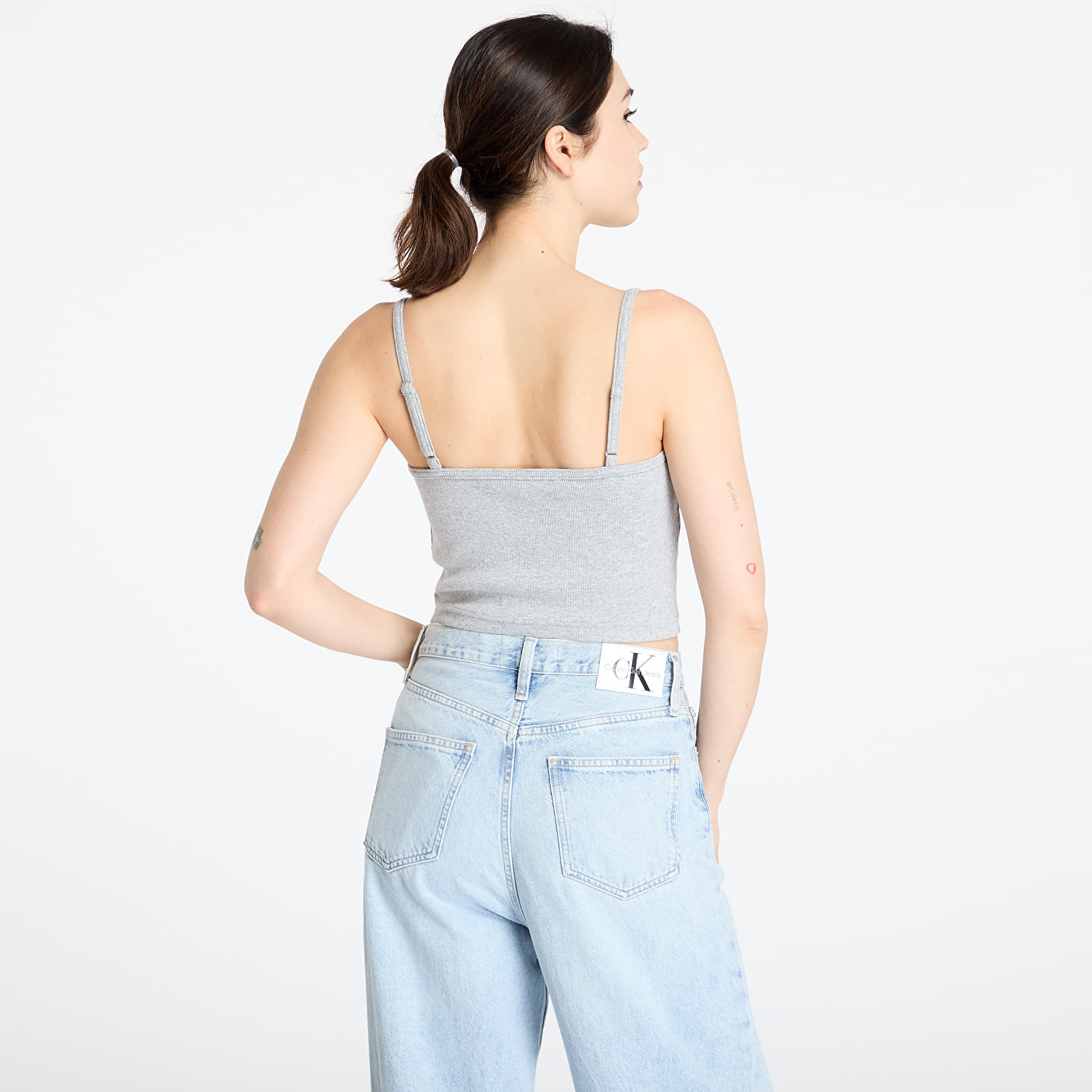 Vests Calvin Klein Jeans  Woven Label Rib Crop Gray