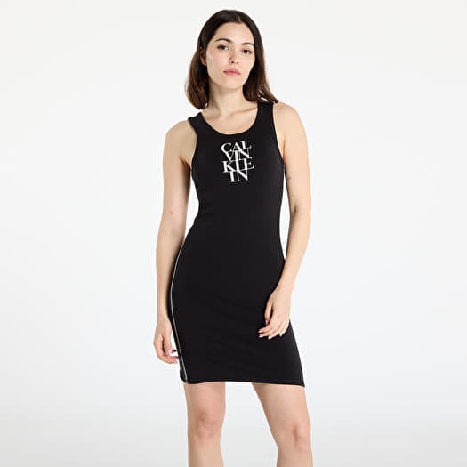 Calvin Klein Jeans Sl Cotton 1X1 Rib Dress Black