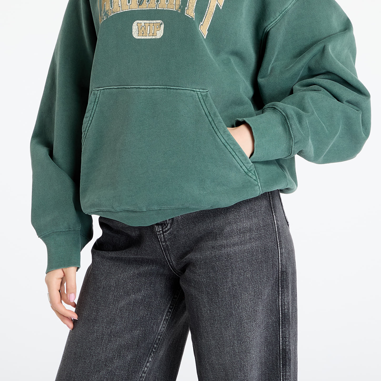 Kapucnis pulóverek és pulcsik Carhartt WIP Hooded Library Sweat UNISEX Conifer Garment Dyed