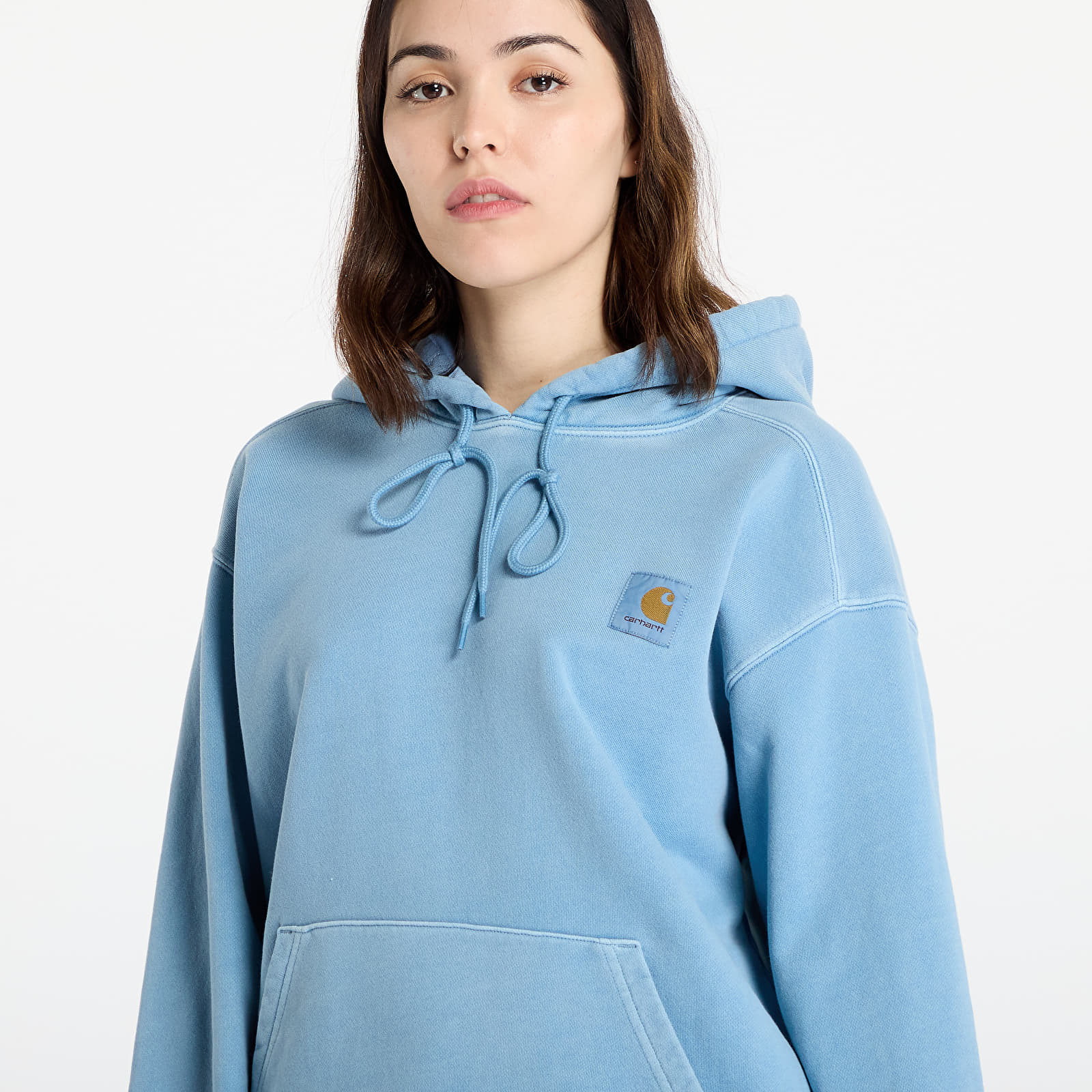 Mikiny Carhartt WIP Hooded Nelson Sweat UNISEX Clay Blue Garment Dyed