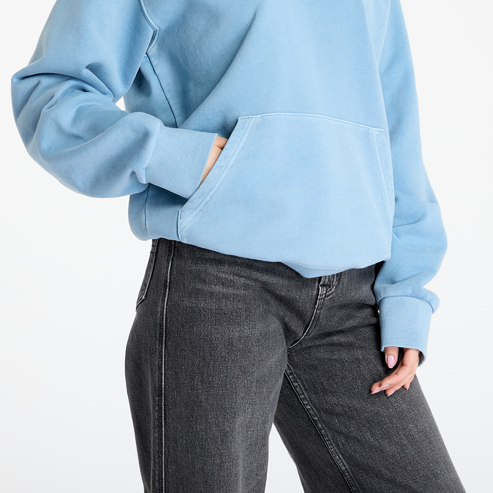 Mikiny Carhartt WIP Hooded Nelson Sweat UNISEX Clay Blue Garment Dyed