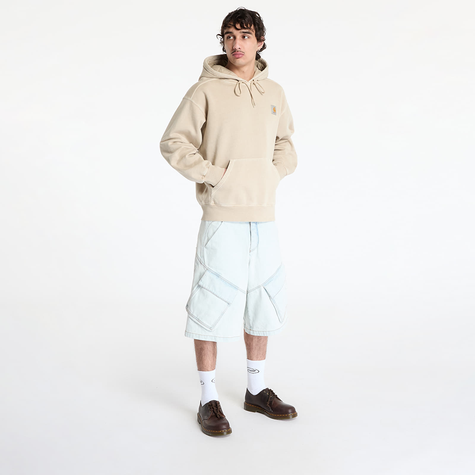 Hanorace Carhartt WIP Hooded Nelson Sweat UNISEX Fleur De Sel Garment Dyed