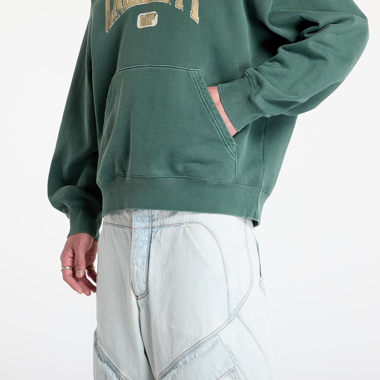 Kapucnis pulóverek és pulcsik Carhartt WIP Hooded Library Sweat UNISEX Conifer Garment Dyed