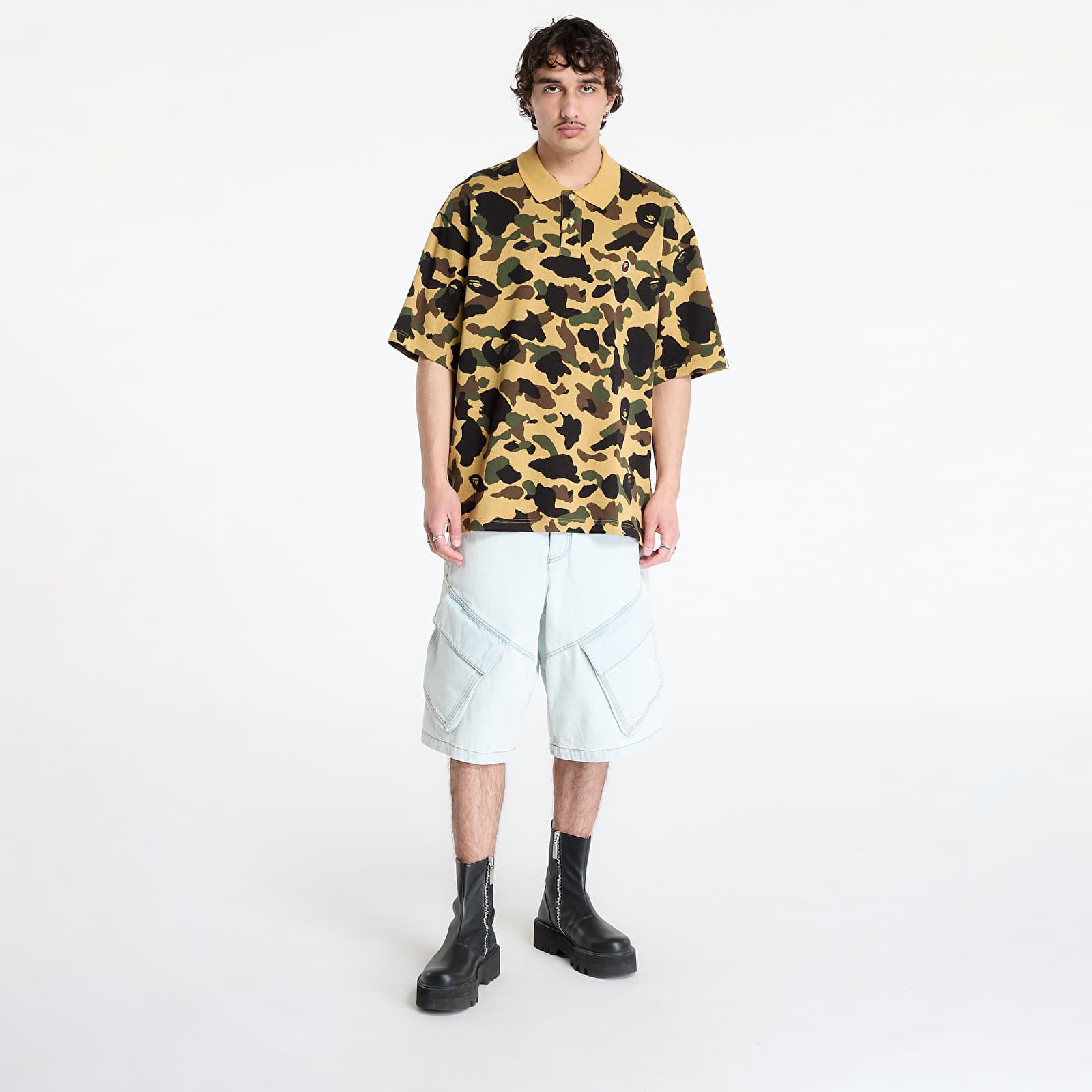 T-shirts A BATHING APE 1St Camo Jacquard Relaxed Fit Polo Shirt UNISEX Yellow