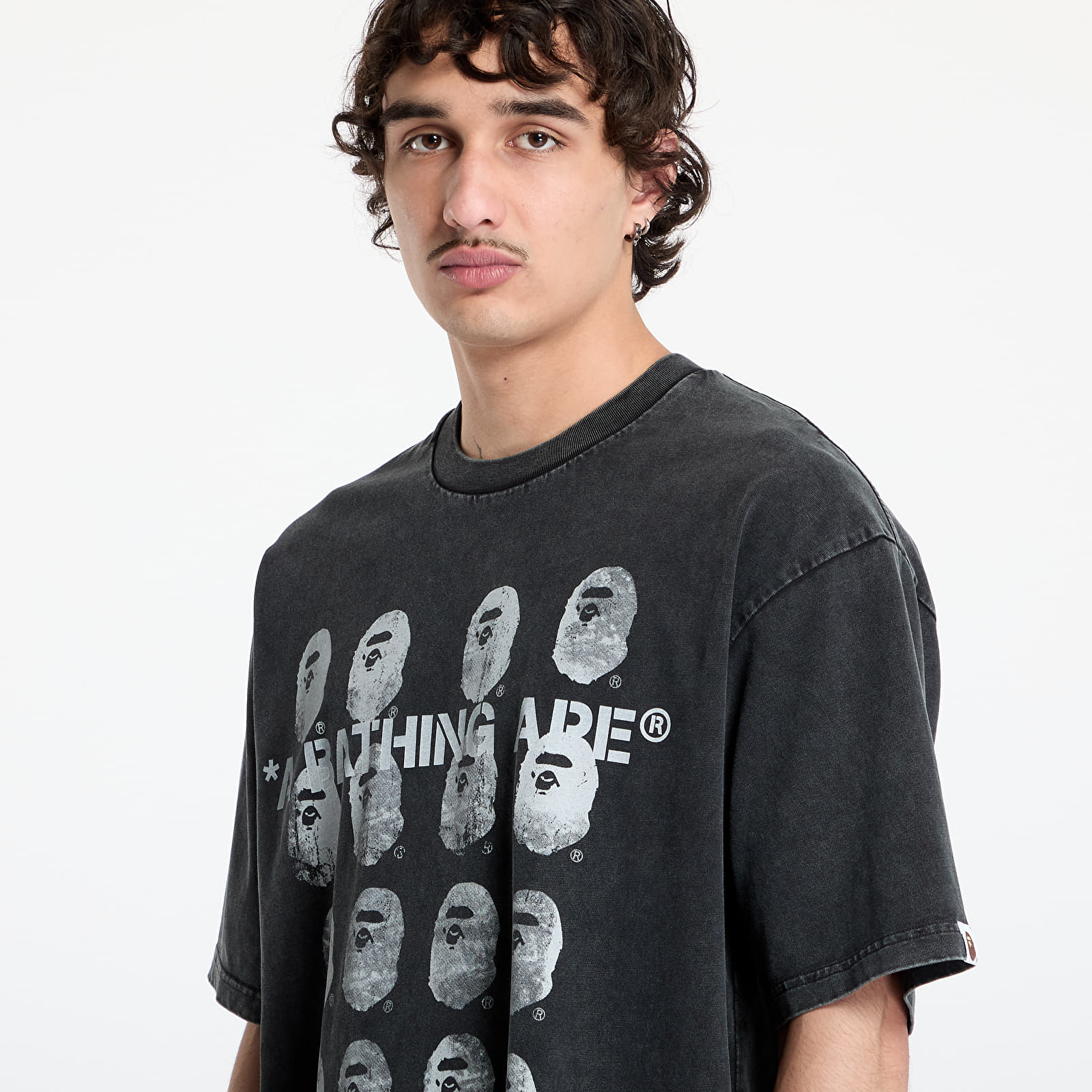 Tricouri  A BATHING APE Garment Dye Logo Relaxed Fit Tee UNISEX Black