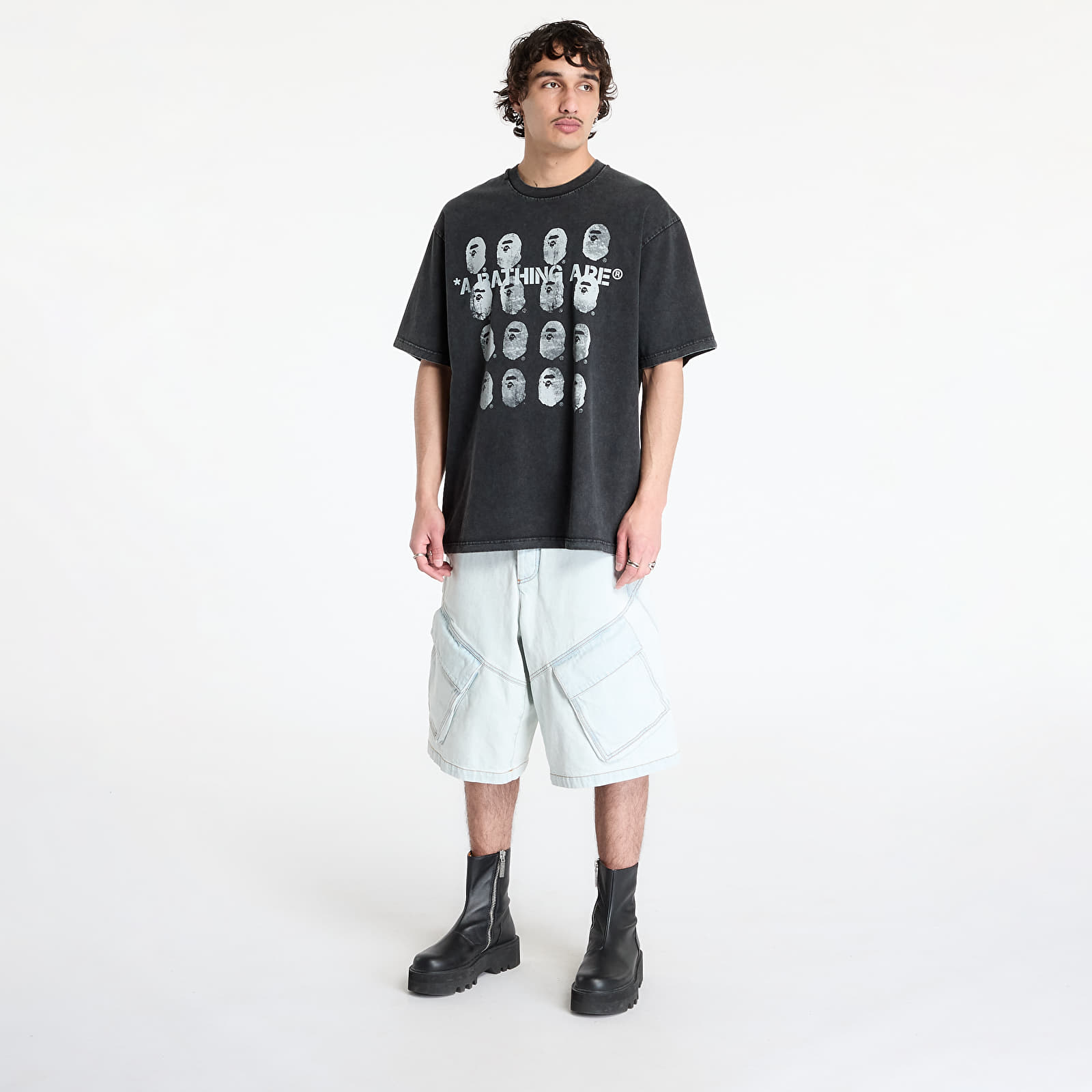 Tricouri  A BATHING APE Garment Dye Logo Relaxed Fit Tee UNISEX Black