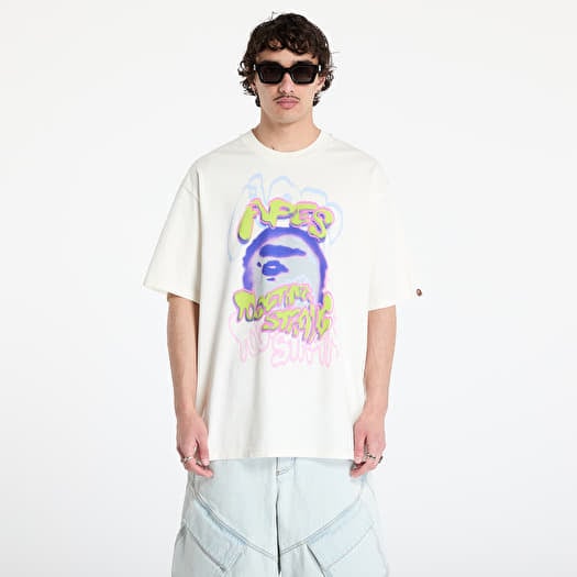 T-shirt A BATHING APE Heavy Washed Logo Relaxed Fit Tee UNISEX Ivory