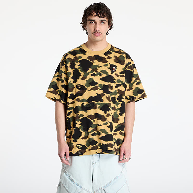 Tričko A BATHING APE 1St Camo Jacquard Ape Head Relaxed Fit Tee UNISEX Yellow