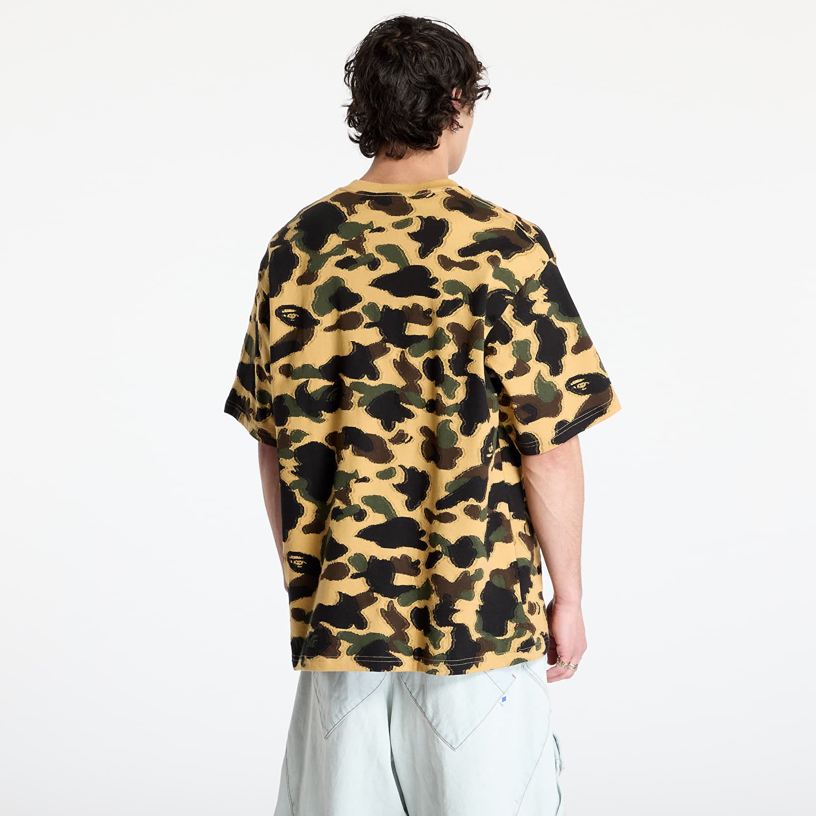 T-shirts A BATHING APE 1St Camo Jacquard Ape Head Relaxed Fit Tee UNISEX Yellow