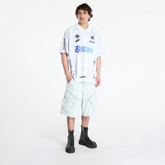 ◆BAPE◆ Flame Pattern Overall Print Half Zip Relaxed Fit Po BAPE Flame Pattern Overall Print Half Zip Relax Fit Polo